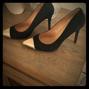 Black shoes heel faux suede size 9